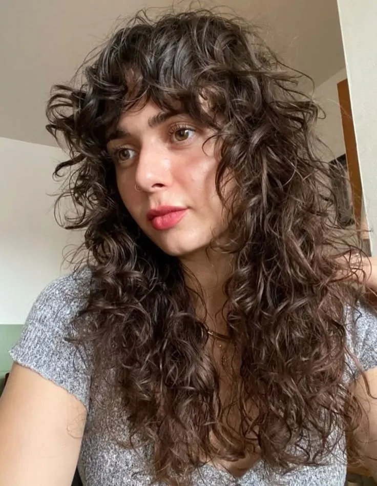 Curly Long Wolf Cut