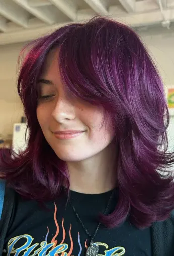 Wolf Haircut with Vibrant Color Accents